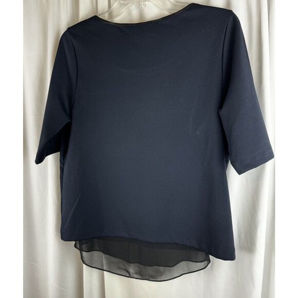 Ann Taylor Tunic Faux Leather Trim, Blue & Black, Sz: S, 55-16 - Picture 3 of 15